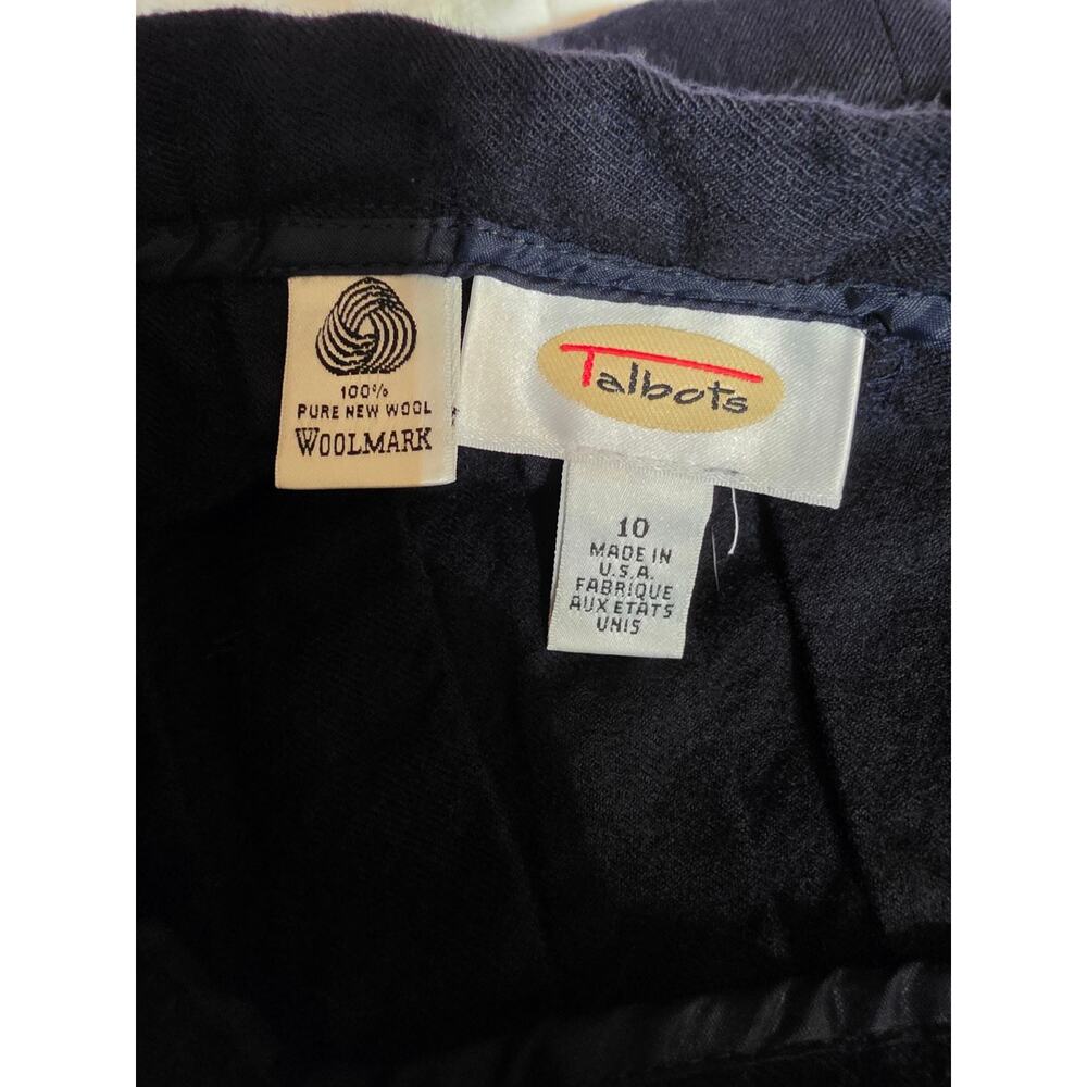 Talbots Navy Blue Pleated Wool Midi Skirt Size 10 100% Wool Classic Career - Picture 6 of 7